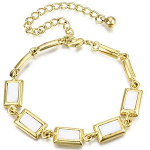 NWOT Classy Natural Freshwater Shell, Nice Quality rectangle Link Bracelet 2/$20